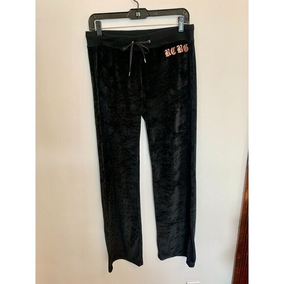 VTG Y2K BCBG MaxAzria Black Velour Rhinestone Track Suit L Hoodie Juicy Heart Lo - Picture 5 of 16